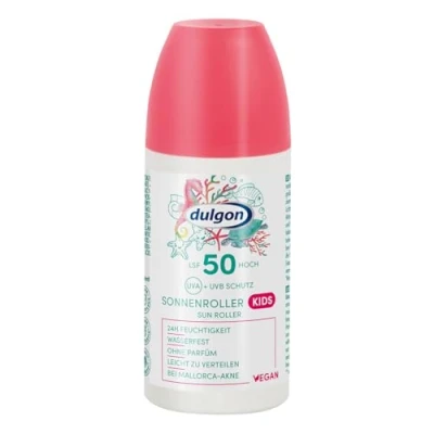Imagen de dulgon Rodillo de protección solar SPF 50 para niños, 100 ml, contra la radiación UVA y UVB, resistente al agua 24 horas humedad, protector infantil, sin perfume, vegano