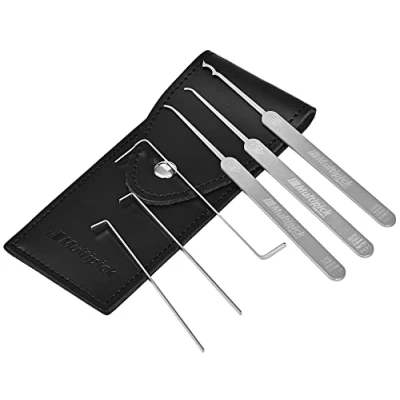Imagen de MULTIPICK ELITE 6 Set profesional de ganzúas [6 Piezas 0,6 mm] Made in Germany Ganzua Lockpicking Kit cerrajero para abrir puertas Herramienta Accesorios cerraduras Lockpick