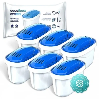 Imagen de Aquafloow Maximag 6x Magnesio Cartuchos De Filtro Agua Filtros Limpian El Y La Enriquecen Con Adecuado Para Todos Los Brita, Por Ej. Jarras Maxtra Dafi Unimax