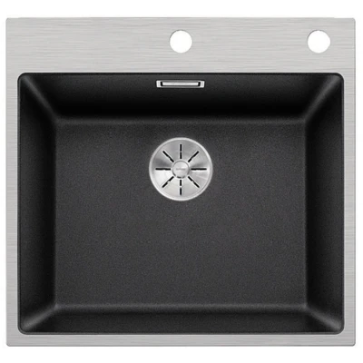 Imagen de BLANCO 524111 Subline 500 IF/A SILGRANIT PuraDur Fregadero con Sistema de desagüe InFino y Mando a Distancia, Color Gris, Antracita, 500mm SteelFrame mit Exzenter