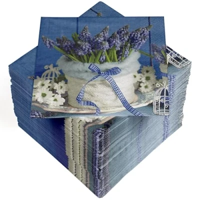 Imagen de 100 Servilletas Papel Desechables, 3 Capas, 33 x cm, Jacintos