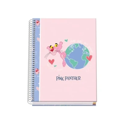 Imagen de DOHE Cuaderno A5 Cuadriculado Encuadernación Espiral, 100 Hojas de 90 g/m², Cuadrícula 5 mm, Tapa Dura, Pink Panther ecoPink, Material Escolar Rosa