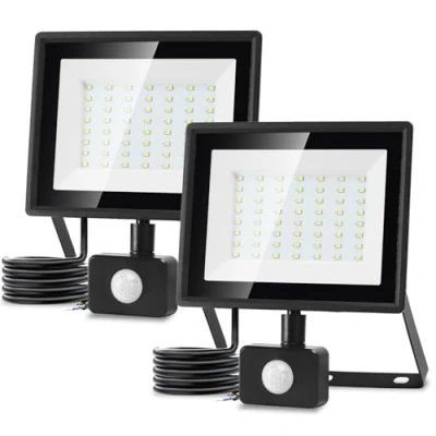 Imagen de Aigostar Foco Led con Sensor Movimiento 50W,4300LM Super Brillo Focos Exterior IP65 Impermeable,Blanco Frío 6500K Proyector Exterior,Perfectas para Jardín,Garaje,Patio,2PC