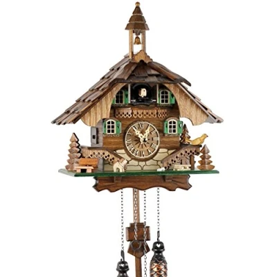 Imagen de Reloj de cuco la Selva Negra madera auténtica con mecanismo cuarzo a pilas y llamada cucú oferta Uhren Park Eble casa 32 cm