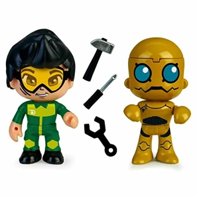 Imagen de Pinypon Action Mecániar Sets co y Robot, Set de 2 Figuras acción con Dos muñecos, para niños niñas a Partir 4 años, Famosa (700017034)