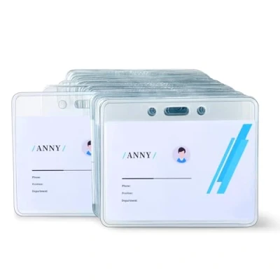 Imagen de Amazon Basics Badge Holder, Horizontal, Claro, Paquete de 50, Transparente