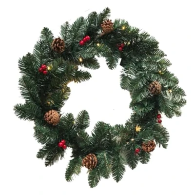Imagen de WatioWave CORONA NAVIDAD LED PIÑAS Y BOLAS 60cm