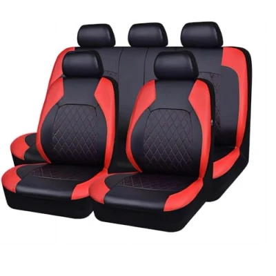 Imagen de ZONEWD 9 Piezas Fundas Asientos Coche para Peugeot Partner 2000 2001 2002 2003 2004 2005 2006 2007 2008 2009 2010 2024, Juegos de Cubreasientos Delanteros y Traseros Cuero Accesorios Coche,Red