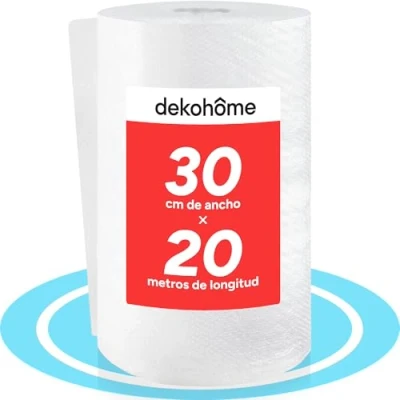 Imagen de Dekohome Rollo Plastico Burbujas Embalaje, 30cm (A) y 20m (L). Papel burbuja perfecto para Protección de Objetos Frágiles, Mudanzas, Embalajes Envíos
