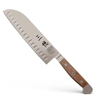 Imagen de Güde Santoku, Chrome Steel, Madera de Roble, 18 cm alveolado