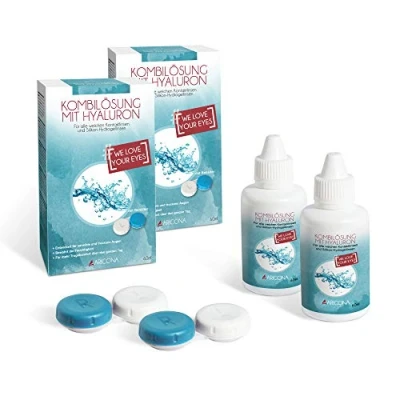 Imagen de aricona Líquido para lentes de contacto 2 x 60ml solución con hialuron special multipurpose contacto, set estuche
