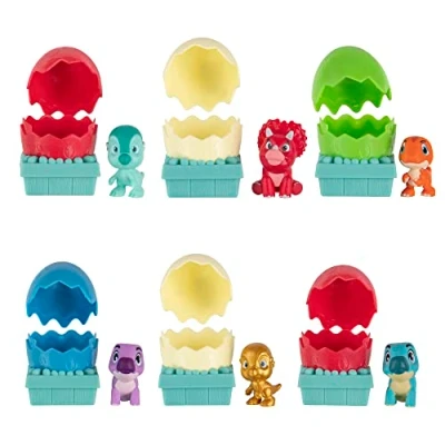 Imagen de Dino Ranch Paquete de 6 persianas Mite Seis figuras coleccionables huevos 2.5 pulgadas Juguetes para niños con tus ganaderos preWestóricos favoritos