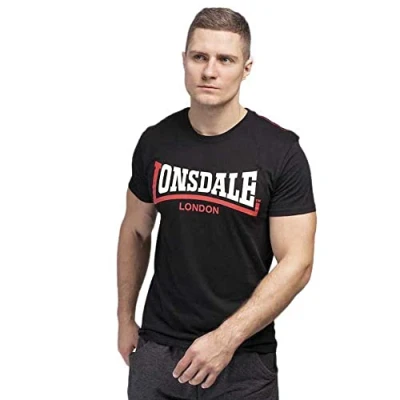 Imagen de Lonsdale London Two Tone Hombre Camiseta Negro XXL 100% algodón Regular