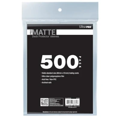 Imagen de Ultra PRO 500 unidades de protector baraja transparente Matte estándar, protege y almacena tarjetas coleccionables, deportivas, MTG, D&amp;D, tamaño para adaptarse a