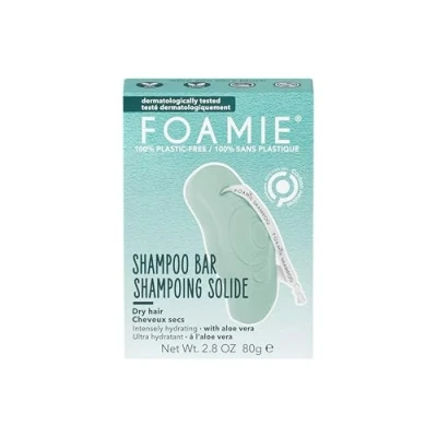 Imagen de Foamie Champú sólido para pelo seco con aloe vera champu solido sin sulfatos ni siliconas que hidrata el 100% vegano y plástico 80 g