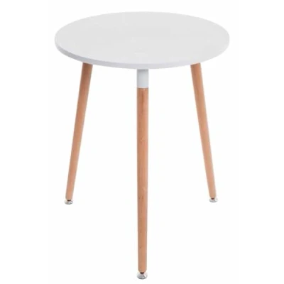 Imagen de CLP Mesa Auxiliar Amalie con Ø60 cm I De Centro Baja Tablero MDF &amp; Base Madera Mesita Teléfono En Estilo Nórdico Color:, Color:Blanco, Color del Marco:Natura