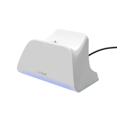 Imagen de Trust GXT 255W Cargador Mando PS5 DualSense, Playstation 5 con Diseño Place on, Carga Rápida, Iluminación LED, Alfombrilla Antideslizante, Cable USB C Incluido, Accesorios PS5, Blanco