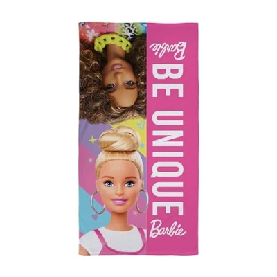 Imagen de Character World Toalla Oficial de Barbie Tacto súper Suave, diseño Fresco hogar, baño, Playa y Piscina 100% algodón, Talla única 140 cm x 70 cm, Rosa
