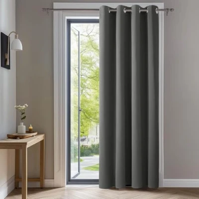 Imagen de Deconovo Cortina Opaca 1 Pieza para Dormitorio Salon, Cortinas Termicas Aislantes Frio y Calor Certificación OEKO TEX140 x 260 cm Gris Claro