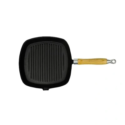 Imagen de vidaXL Sartén de Parrilla Hierro Fundido BBQ con Mango Madera