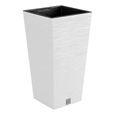 Imagen de Macetero color blanco, con depósito, colección FURU, de 29,5 x 55 cm, capacidad 14 L.