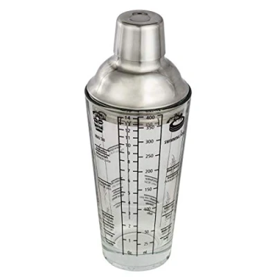 Imagen de Xavax Coctelera (batidora de Cristal con Accesorio Acero Inoxidable, Recetas cóctel, Juego Bar Capacidad 400 ml, Anillo Silicona, Tapa Vaso medidor 4 cl y colador