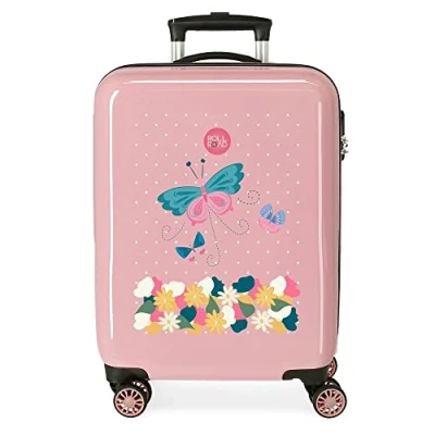 Imagen de Roll Road Precious Flower Maleta de cabina Rosa 38x55x20 cms Rígida ABS Cierre combinación lateral 34L 2 kgs 4 Ruedas dobles Equipaje Mano