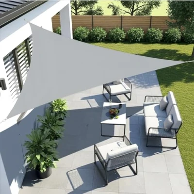 Imagen de LOVE STORY Toldo Vela de Sombra 3.6x3.6x3.6m Triangular Toldos Impermeable Protección Rayos UV para Exteriores Terraza Balcon Patio Jardín，Gris