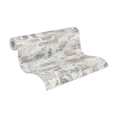 Imagen de Papel pintado Efecto Piedra Elements A.S. Création tejido no 10.05 m x 0.53 Gris Blanco Rojo Fabricado en Alemania 369292 36929 2