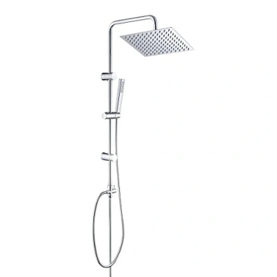 Imagen de Görbach Columna de Ducha sin Grifo Para Baños Barre Altura Adjustable Set Acero Inoxidable 304 Conjunto con Alcachofa Mano y Cabezal Lluvia Grande 25x25cm