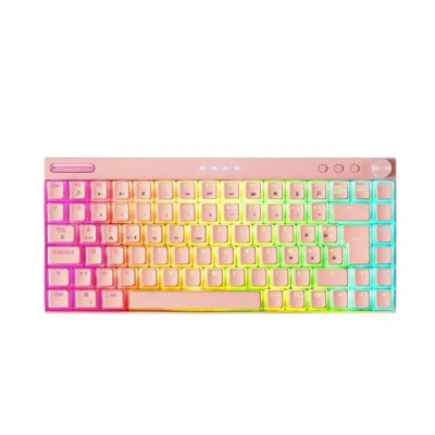 Imagen de Teclado Inalámbrico Rgb Mars Gaming Mkcloud Rosa, Switch Outemu Sq Pro Rojo, Idioma Francés