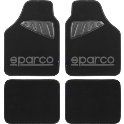 Imagen de Sparco 4 Piezas alfombras universales con Desgaste Izquierda Logo/Derecha Gris Alfombra Negro