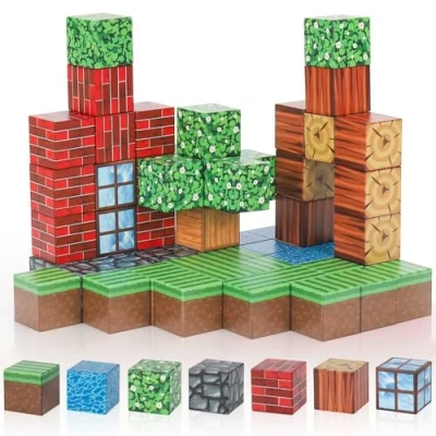 Imagen de Euakee Bloques Magnéticos Construcción Niños, 64 Piezas Magnético, Juego Construccion Magnetico Montessori, Juguete Creativo para Niños y Niñas de 3 a 8 Años