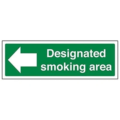 Imagen de vsafety 57014 ax s &quot;zona de fumadores/Flecha izquierda &#039;señal prohibición, autoadhesivo, paisaje, 300 mm x 100 mm), color verde