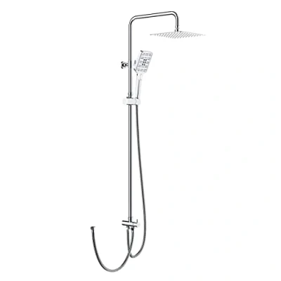 Imagen de Rainsworth Columna Ducha sin Grifo, de lluvia cuadrada acero inoxidable 20 * cm, Alcachofa Ducha, Conjunto con Divertidor, Cromo