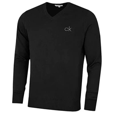 Imagen de Calvin Klein Golf Hombre con Cuello en V Tour Suéter Negro XL