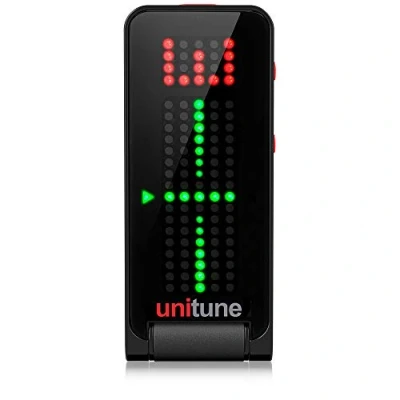 Imagen de TC Electronic UNITUNE Clip NOIR Headline Black On Tuner con modos estroboscópico y cromático pantalla de matriz 108 LED para una calidad afinación inigualable