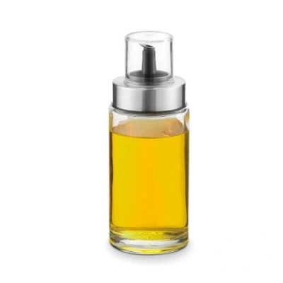 Imagen de Fackelmann Vinagrera/Aceitera, 170 ml, Cuerpo de Vidrio y Tapa Polipropileno Silicona, 19x7 cm, Diseño Compacto Fácil Almacenamiento, Apta para lavavajillas, 1 ud.