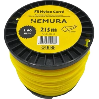 Imagen de Nemura Hilo de desbrozadora cuadrado (diámetro 1,60 mm, L: 215 m, compatible con otras marcas Alta durabilidad Calidad profesional Marca francesa