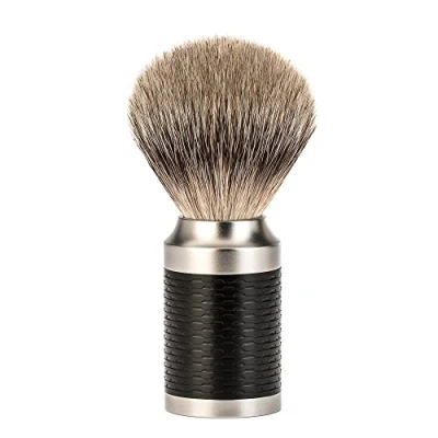 Imagen de Muhle Rocca Inoxidable Acero y Negro Mate Mango Con punta plateada Brocha Afeitado Pelo Tejón