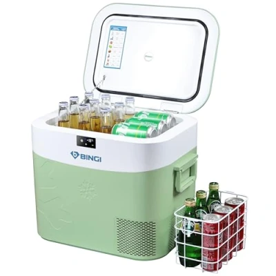 Imagen de BINGI Nevera Portátil Eléctrica 22L,Nevera y Congelador Compresor Portátil,Refrigerador de Coche 12V/24V,mini frigorífico CA 220v Para Hogar,Conducción,Camping,Viajes,Barco, 18ºC a +15ºC