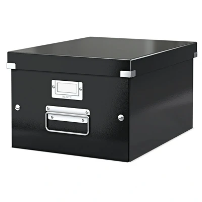 Imagen de Leitz 60440095, Caja de almacenaje mediana Click &amp; Store WOW, 85% cartón reciclado, con diseño contemporáneo queda optimo en cualquier oficina y casa, volumen 16 litros (9KG), color negro