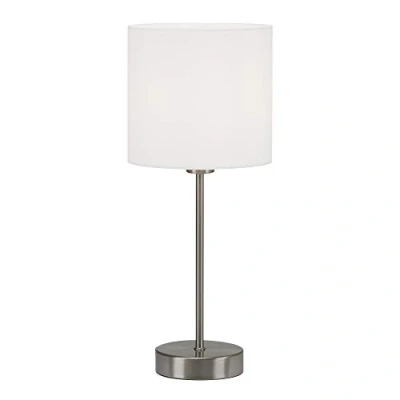 Imagen de BRILONER lámpara de mesilla con pantalla tela, interruptor on/off, casquillo E14, máx. 25 W, lampara escritorio, lectura, mesa, lamparas mesita noche, blanco