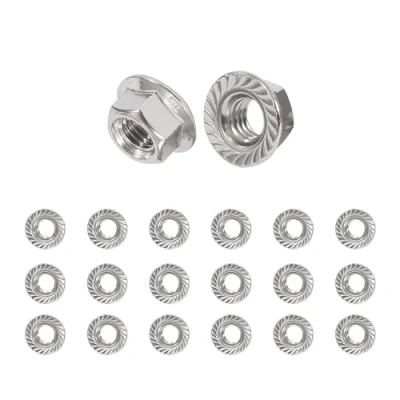 Imagen de QIMEI SHOP M4 Tuercas de Brida Autoblocantes Acero Inoxidable Hexagonales con Dentado Bloqueo según DIN 6923 20 Piezas
