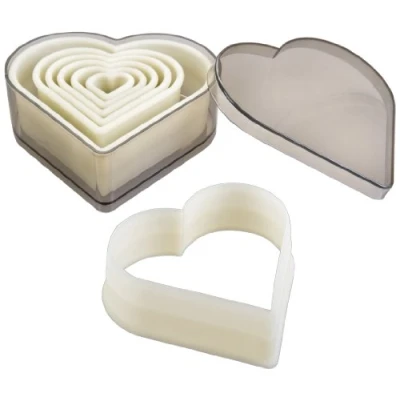 Imagen de Ibili Corta MASAS Corazon Liso (7 PC), Stainless Steel, Transparente y Blanco, 11 x 5 cm