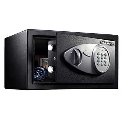 Imagen de Master Lock X041ML Caja Fuerte de Seguridad [Combinación Digital] [Small 11L] X075ML Para Montaje en Pared o Suelo, Negro, Gris