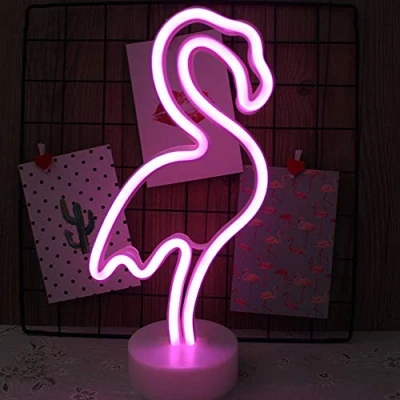 Imagen de NIWWIN Letrero de Luz neón LED Decoración pared noche USB/Neón con pilas para Navidad Regalo cumpleaños Fiesta Niños Sala estar boda (Flamenco)
