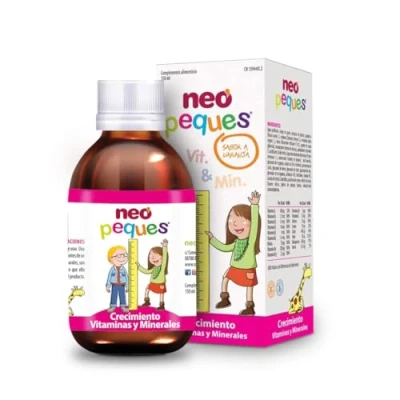Imagen de NEO PEQUES Jarabe Infantil para un Crecimiento Fuerte y Sano 150 ml A Base de Vitaminas, Minerales Extractos Plantas Naturales Sabor Naranja
