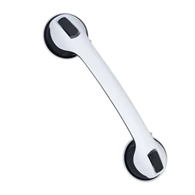 Imagen de Relaxdays Asa Ducha Ventosa, Bañera y Baño, 70 kg, Personas Mayores Discapacitadas, Asidero Barra WC, Blanco/Negro, Caucho, 30 x 10 8,5 cm