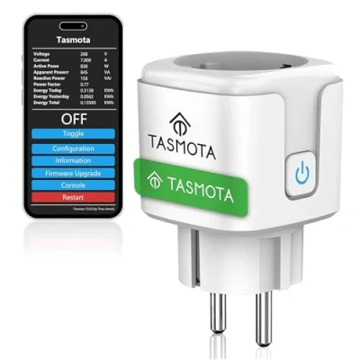 Imagen de GreenSun Tasmota Enchufes WLAN inteligentes con contador de electricidad, enchufe inteligente para medir el consumo energía, ESP8285 Google Home Assistant, Apple Home, MQTT, Domoticz, 16A, 2.4GHz